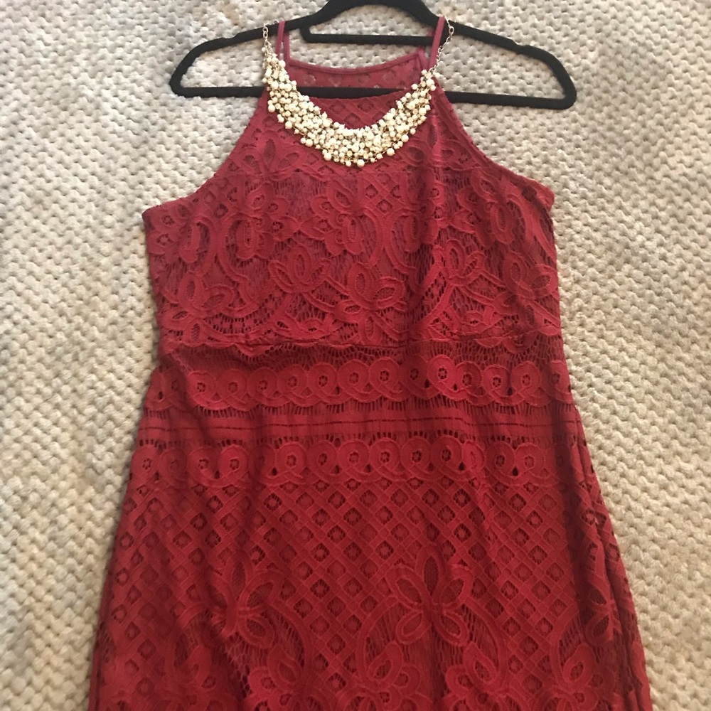 Lace burgundy dress